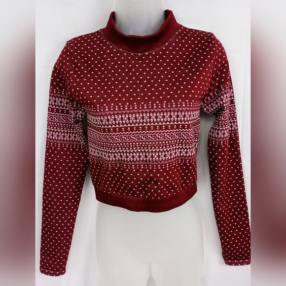 Holly FABLETICS Burgundy Merlo Cropped Activewear Y2K Top(#1,286) - Picture 1 of 8